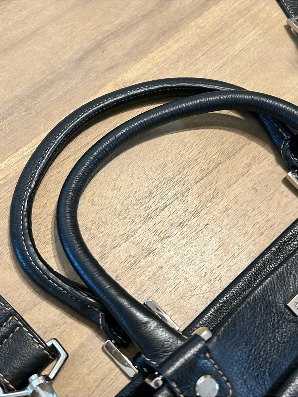 Black Leather Purse Bag Franklin Covey Briefcase Work Tote Shoulder Bag Business - Picture 10 of 16